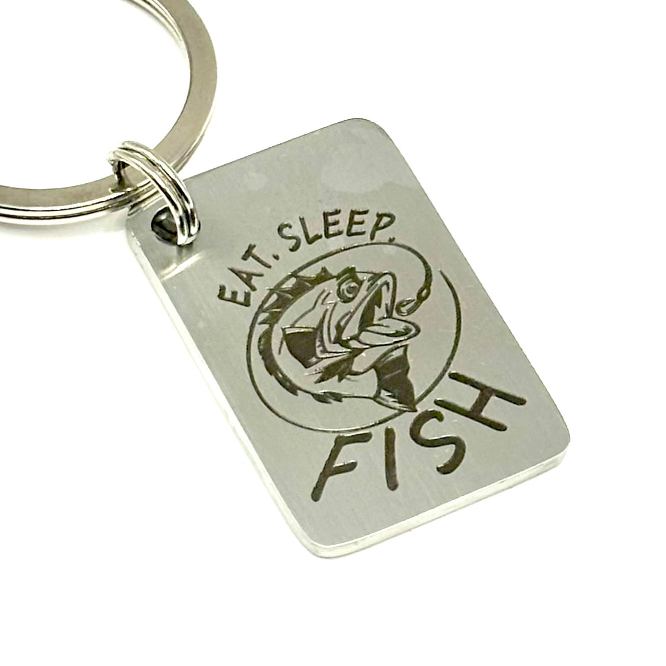 LASER ENGRAVED KEYCHAIN - EAT, SLEEP, FISH