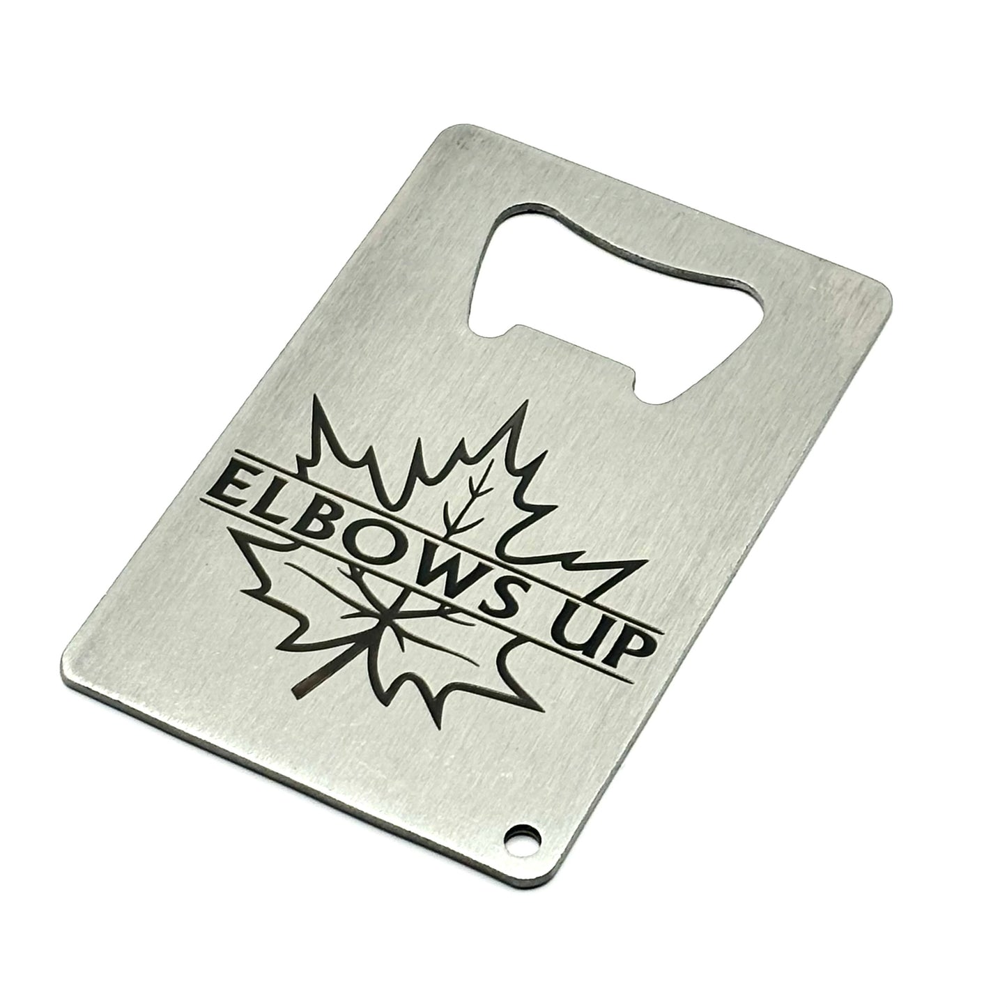 ELBOWS UP - MAPLE LEAF CREDIT CARD BOTTLE OPENER