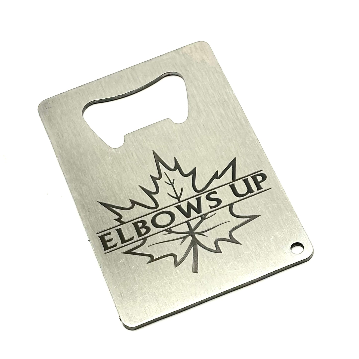 ELBOWS UP - MAPLE LEAF CREDIT CARD BOTTLE OPENER