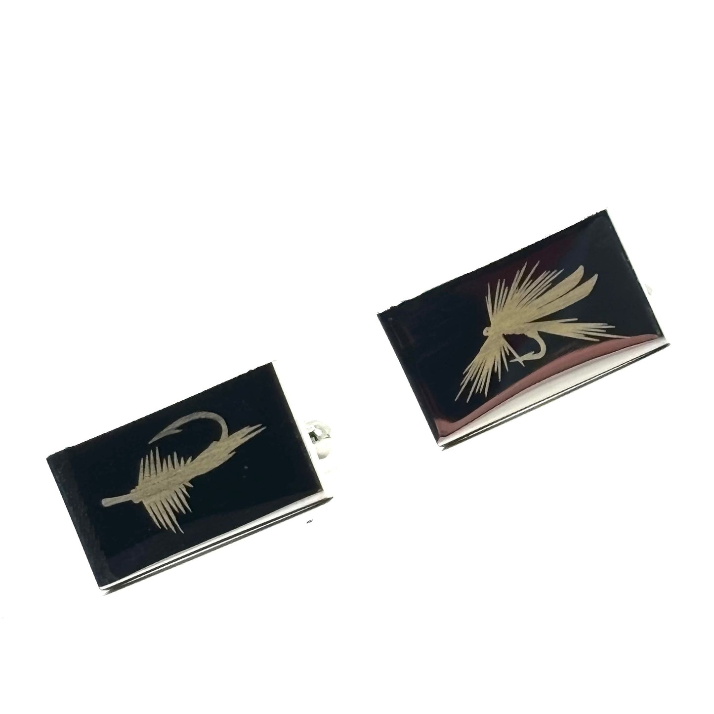 LASER ENGRAVED STAINLESS STEEL FLY FISHING CUFFLINKS