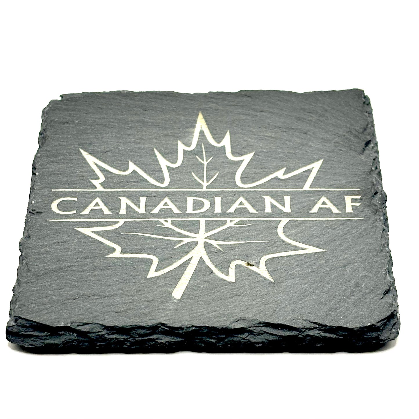 LASER ENGRAVED CUSTOM SLATE MONOGRAM MAPLE LEAF - CANADIAN AF COASTERS