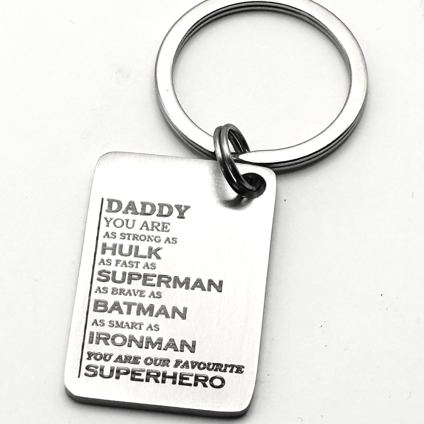 LASER ENGRAVED KEYCHAIN - SUPERHERO DAD KEYCHAIN
