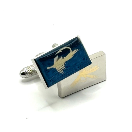 LASER ENGRAVED STAINLESS STEEL FLY FISHING CUFFLINKS