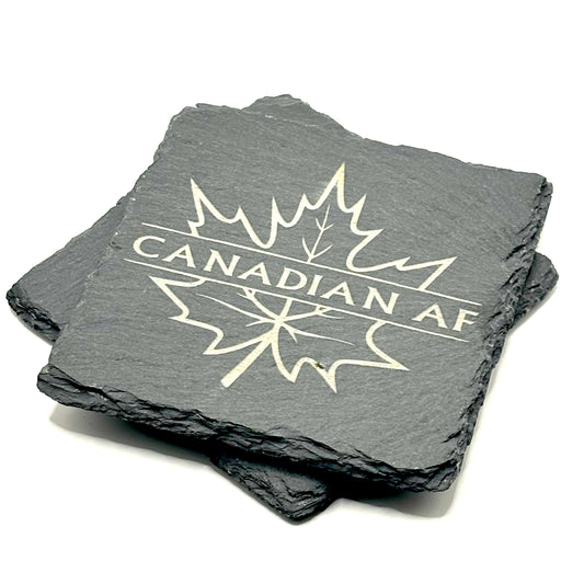 LASER ENGRAVED CUSTOM SLATE MONOGRAM MAPLE LEAF - CANADIAN AF COASTERS