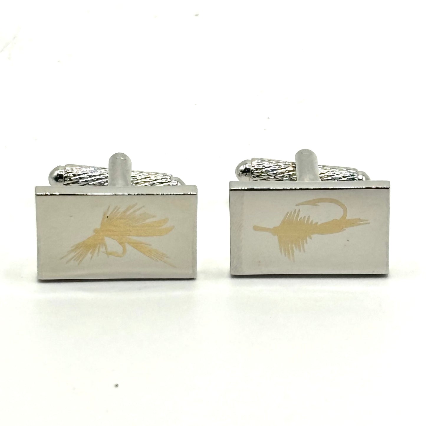 LASER ENGRAVED STAINLESS STEEL FLY FISHING CUFFLINKS