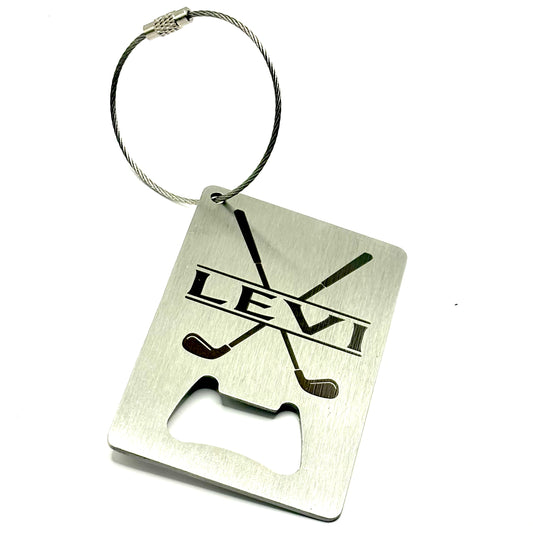 STAINLESS STEEL GOLF YARDAGE MONOGRAMED BOTTLE OPENER