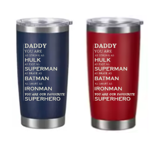 CUSTOM LASER ENGRAVED 20oz Dad is my Hero Tumbler/Cup