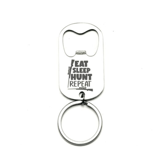 CUSTOM ENGRAVED "EAT, SLEEP, HUNT" BOTTLE OPENER KEYCHAIN