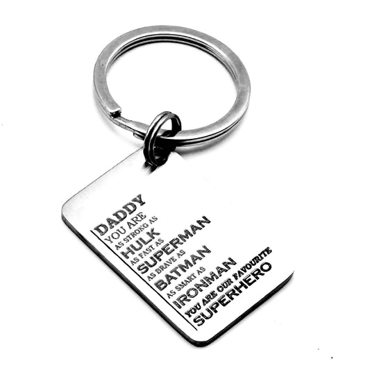 LASER ENGRAVED KEYCHAIN - SUPERHERO DAD KEYCHAIN