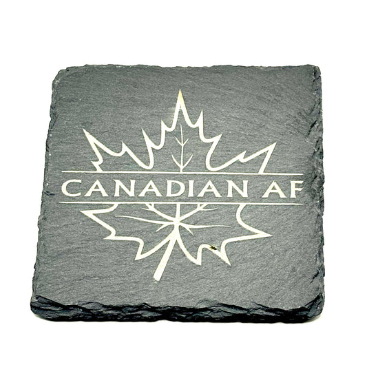 LASER ENGRAVED CUSTOM SLATE MONOGRAM MAPLE LEAF - CANADIAN AF COASTERS