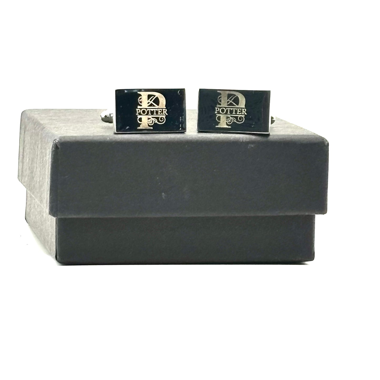 LASER ENGRAVED STAINLESS STEEL MONOGRAM CUFFLINKS