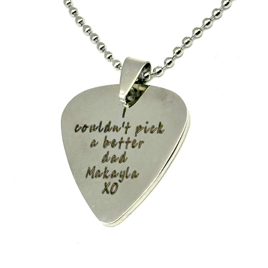 CUSTOM LASER ENGRAVED GUITAR PICK NEKLACE
