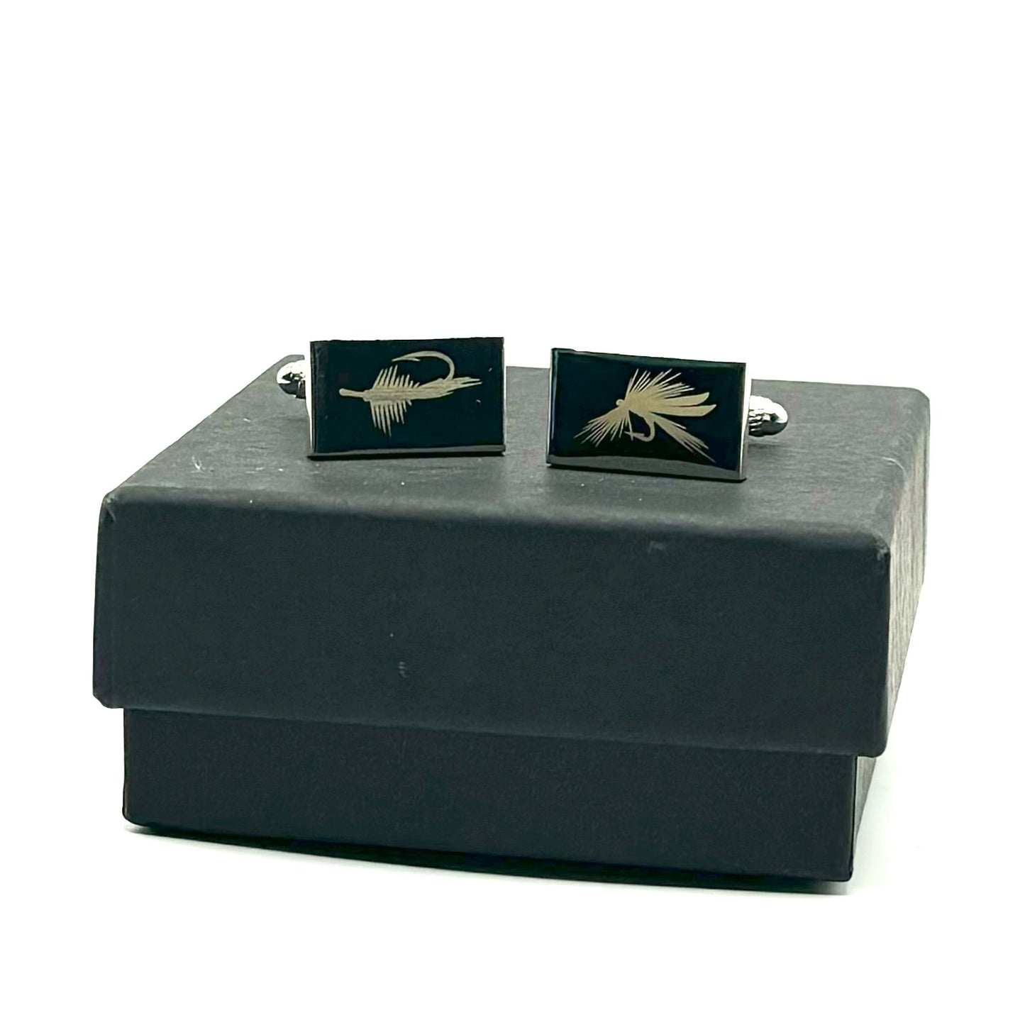 LASER ENGRAVED STAINLESS STEEL FLY FISHING CUFFLINKS
