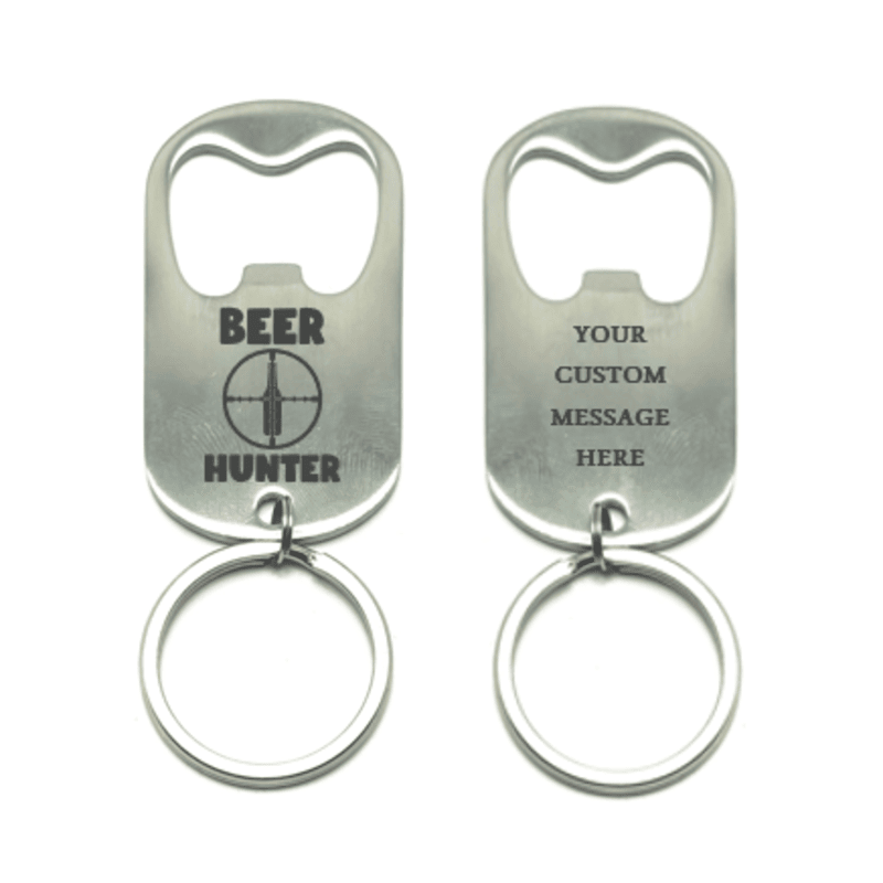 CUSTOM ENGRAVED "BEER HUNTER" BOTTLE OPENER KEYCHAIN