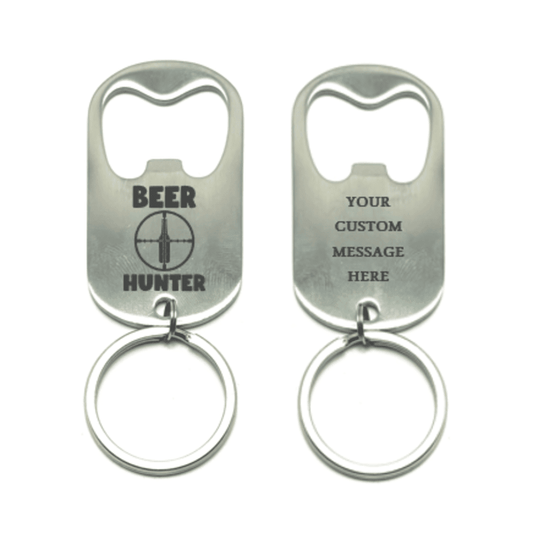 CUSTOM ENGRAVED "BEER HUNTER" BOTTLE OPENER KEYCHAIN