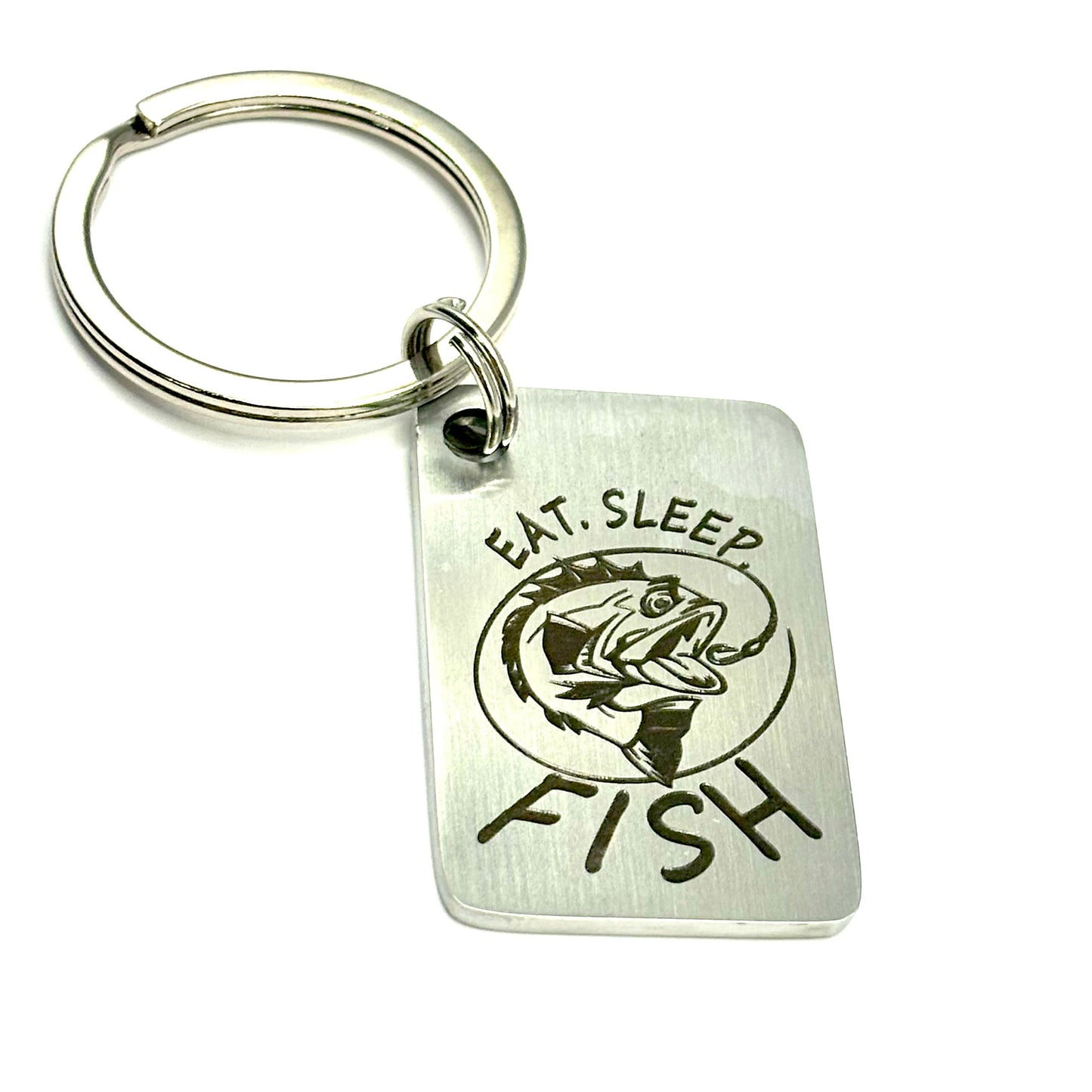 LASER ENGRAVED KEYCHAIN - EAT, SLEEP, FISH