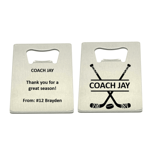 STAINLESS STEEL HOCKEY COACH BOTTLE OPENER
