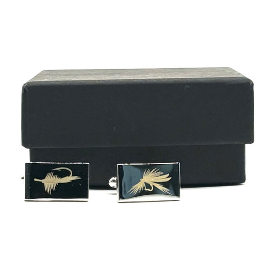LASER ENGRAVED STAINLESS STEEL FLY FISHING CUFFLINKS