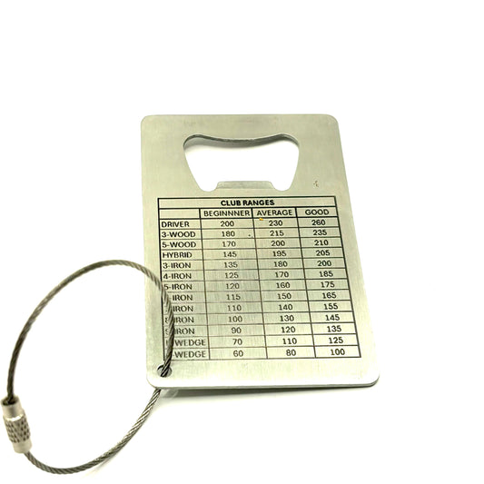 STAINLESS STEEL GOLF YARDAGE  MONOGRAMED BOTTLE OPENER