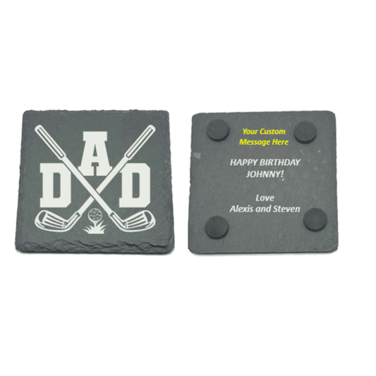 LASER ENGRAVED CUSTOM GOLF DAD COASTERS