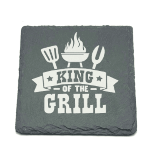 LASER ENGRAVED CUSTOM SLATE KING OF THE GRILL COASTERS